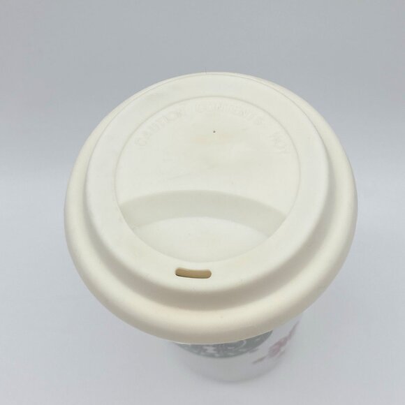 STARBUCKS 2010 Collectible Red Snowflakes Holiday Travel Tumbler Mug Rubber Lid - Picture 4 of 10